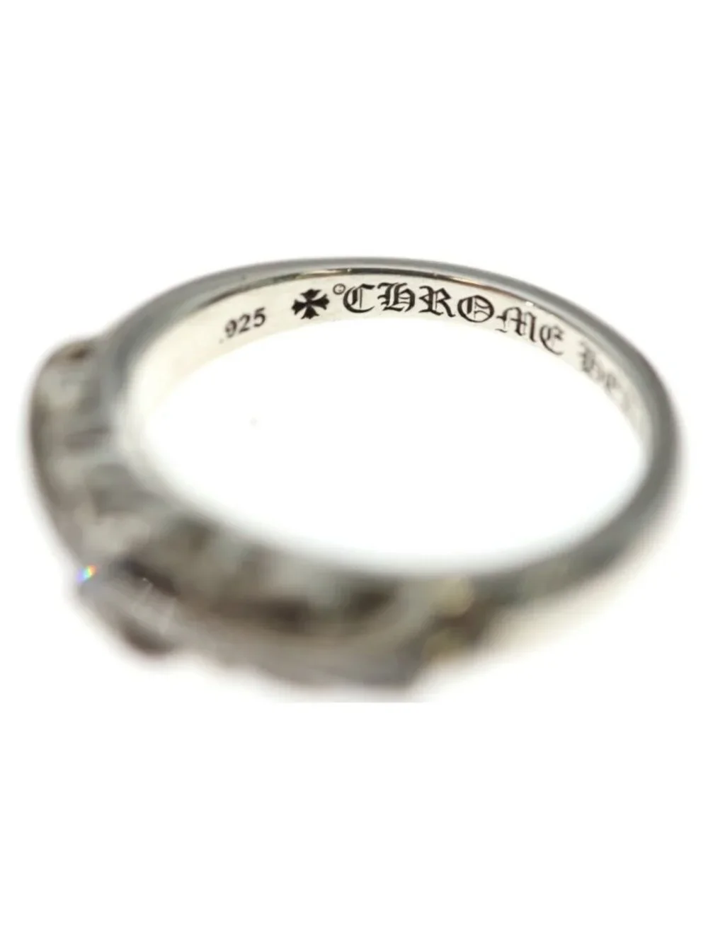 Chrome Hearts Baby Clsc P D Classic Floral Cross Pave Diamond Silver Ring